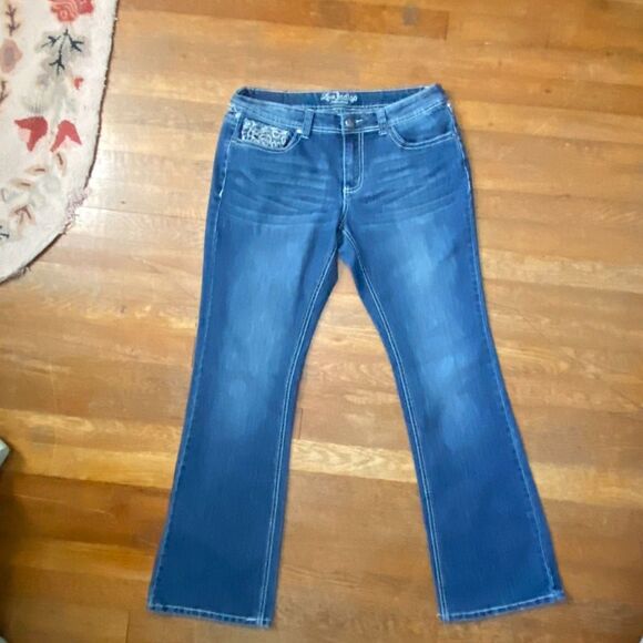 Love Indigo Bootcut Embordered Denim Jeans Women Size 10 - Picture 2 of 11